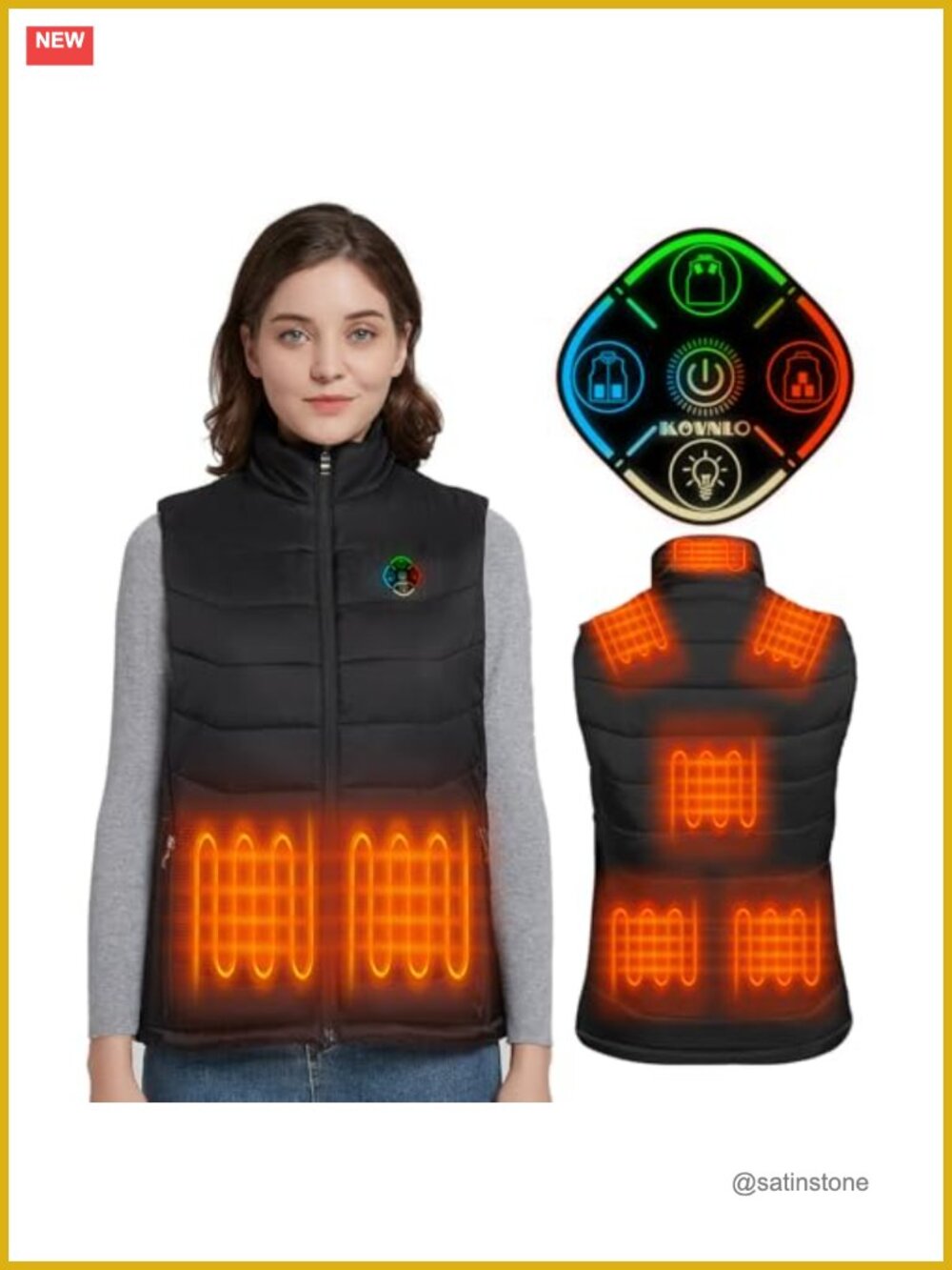 Womens Heated Vest, Smart Controller, Lightweight Electric Warming Jacket,